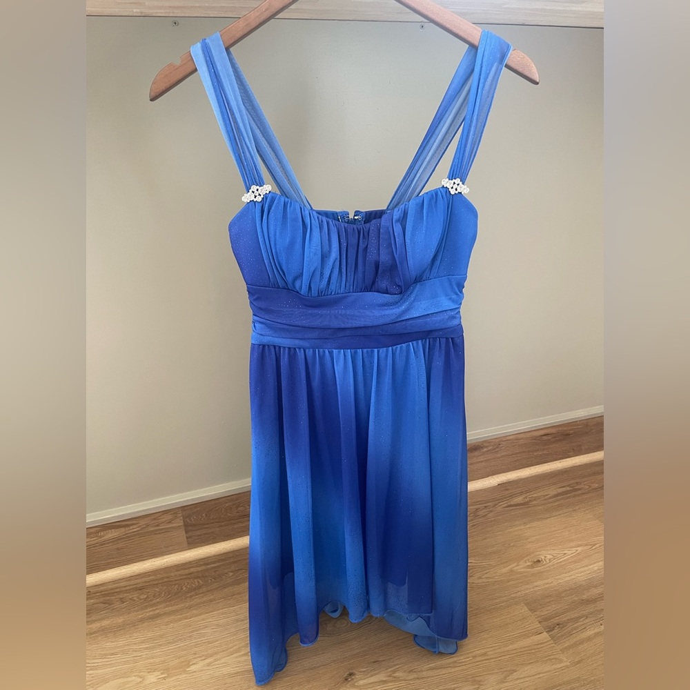 blue sparkly formal dress